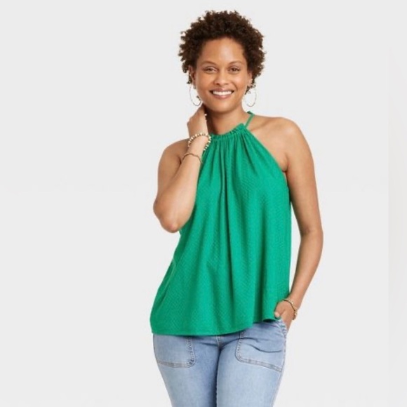 Knox Rose Tops - NWT Knox Rose™ Women's Woven Halter Tank Top Green Size Large